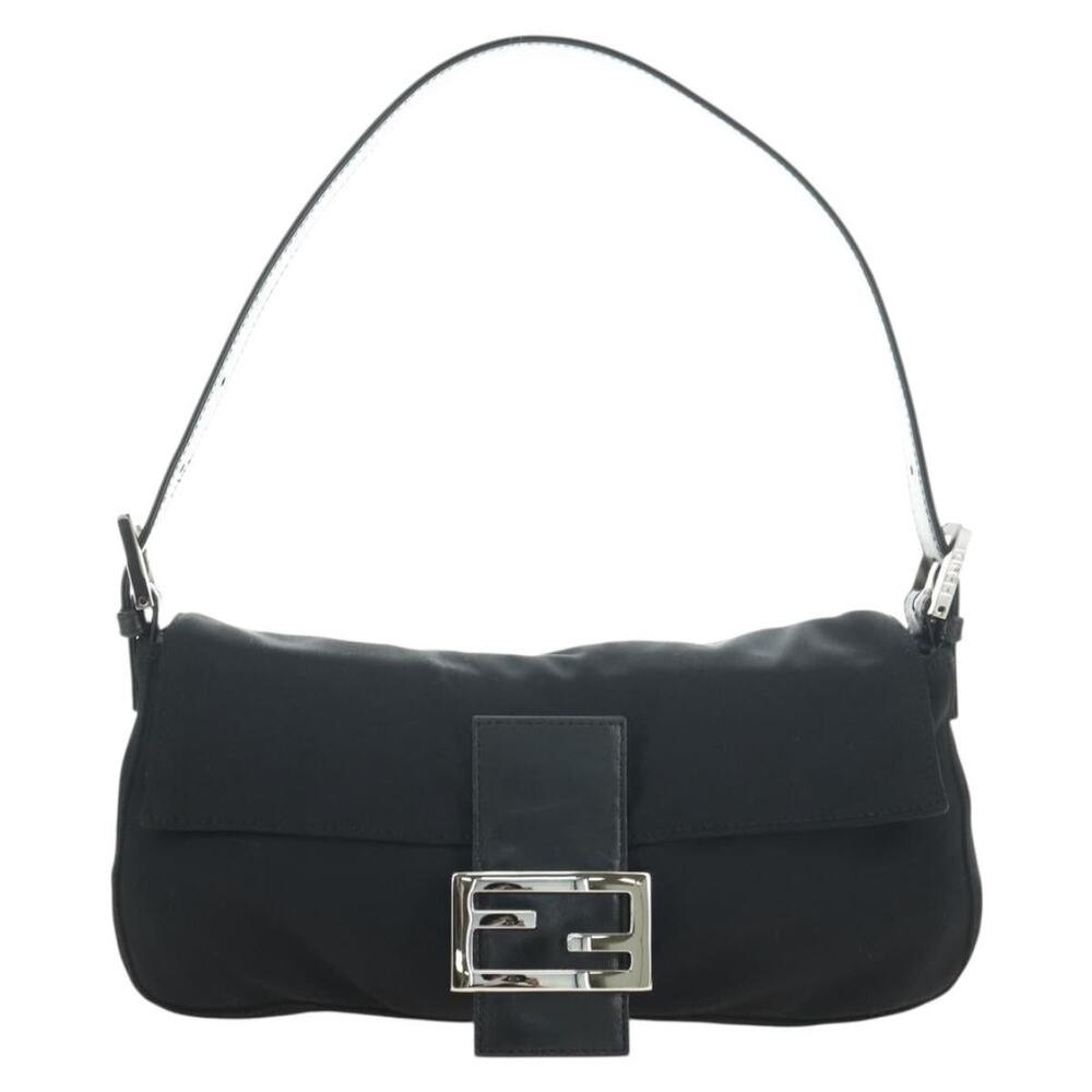 Fendi Cotton Mamma Baguette Shoulder Bag Black